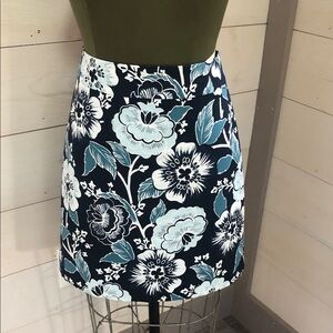 LOFT Floral Mini Skirt - Black and Blue